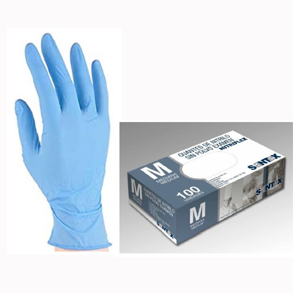EM-100 - Guantes de nitrilo azul de 4 mil - Caja mediana/100, talla M